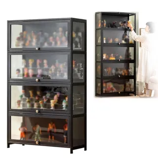 MDDKOP 5 Schicht Sammlervitrine, glasvitrine stehend, Acryl-Sammlungsvitrine, Kuriositätenschränke mit Glastüren Vitrine für Miniaturmodelle von Autos, Figur, Modellbau(Schwarz,60x33x140cm)