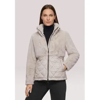 Amber & June Plüschjacke Stehkragen Hellgrau 36
