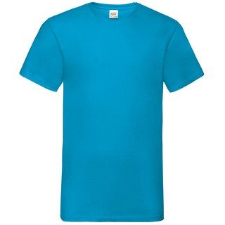 Fruit of the Loom Valueweight V-Neck T Basic T-Shirt mit V-Ausschnitt in versch. Farben und Größen, azurblau, L