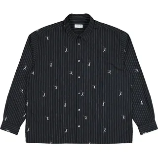 Lacoste Embroidered Jacquard Cotton Shirt Schwarz in Größe 40