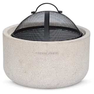CREATE Feuerschale mit Grill für den Außenbereich - Metall, rund, klassisch, Holzkohle oder Holz, leicht, große Grillfläche, handgefertigt