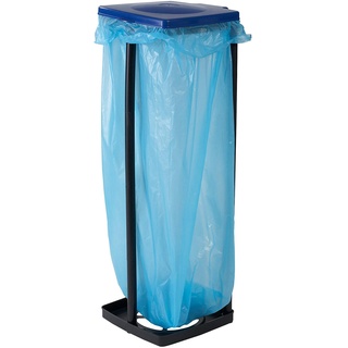 axentia Müllsackständer mit Deckel, Ständer für Müllsäcke bis 120 Liter und gelbe Säcke, Müllbeutelhalter höhenverstellbar, Kunststoff, Rot/Blau, 1 - Pack
