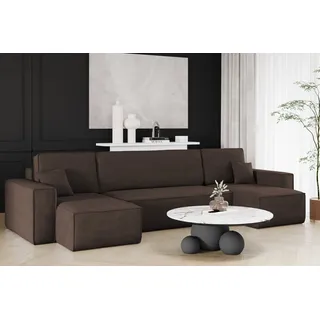 kaiser möbel Ecksofa mit schlaffunktion und bettkasten, Sofa U-form, Couch U-form BEST Dicker Cord Braun