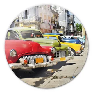 K&L Wall Art Glasbild »Glasbild«, BxH: 60 x 40 cm, Retro Auto Oldtimer Deko rund