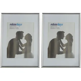 Relaxdays Bilderrahmen 2er Set Silber A4 2 St.