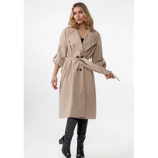 Worldclassca Trenchcoat Worldclassca TRENCHCOAT Oversize mit Gürtel Reverskragen Mantel Beige beige