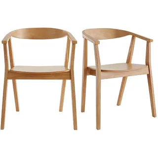 miliboo Skandinavische Stühle Holz braun/weiß 2er Set