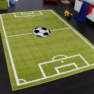Paco Home Teppich Kinderzimmer Jungs Mädchen Fußball Spielteppich Kinderteppich Fußballplatz Grün, Grösse:240x320 cm