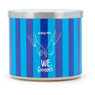 suebidou Duftkerze Enjoy Life Candle Elegantes, Kerzenglas mit originellem Design, nachhaltig, kreativ, 3-Docht blau