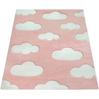 Kinderteppich Cosmo 342, Paco Home, rechteckig, Höhe: 12 mm, 3D-Design, niedliches Wolken Motiv, Pastell-Farben, Kinderzimmer rosa 200 cm x 290 cm x 12 mm