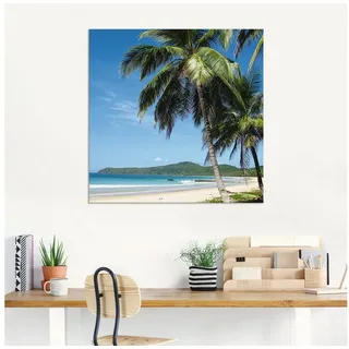 Artland Wandbild Strand mit Palmen, Strandbilder (1 St), als Alubild, Outdoorbild, Leinwandbild, Poster, Wandaufkleber blau