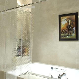ecooe Duschvorhänge 3D Rhombus Duschvorhang Transparent 100% Eva-Material Wasserdicht Anti Schimmel, 120 x 200cm mit 8 Ringe Badvorhang für Badezimmer, Dicke 0,15 mm