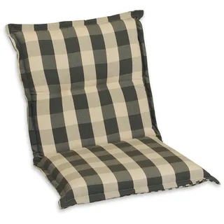 Sesselauflage, Grau, Beige, Textil, Karo, Füllung: Schaumstoff, Vlies, 50x9x100 cm, Made in Germany, hochwertige Qualität, Wendekissen, Outdoor-Kissen, Gartenstuhlauflagen, Niedriglehner-Auflagen