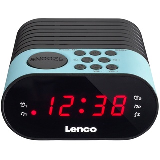 Lenco CR-07 Blau - UKW-Radiowecker - Radiowecker - 2 Weckzeiten - Doppelter Alarm - Sleep Timer - Snooze - LED-Display - PLL UKW-Tuner - Blau