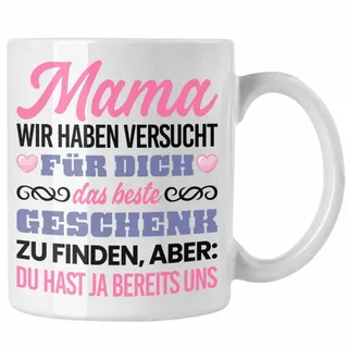 Trendation Tasse Mama Tasse Geschenk zum Muttertag Weihnachten Geburtstag Geschenkidee weiß