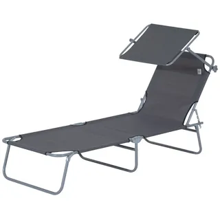 Outsunny Sonnenliege Gartenliege Wellnessliege Strandliege klappbar mit Sonnenschutz grau
