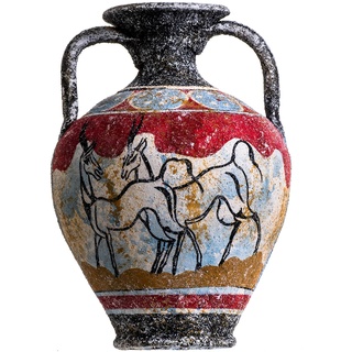 Antike Griechische Minoische Amphore Capra Aegagrus Handgemachte Keramik Vase Mittelgroß