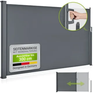 Juskys Seitenmarkise Dubai 300 x 190 cm Grau