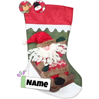 Stickling Weihnachtssocken bestickt | XXL-Nikolausstiefel personalisiert | 3D Weihnachtsstiefel mit Namen | Filz |Nikolaus | Geschenk Weihnachten | 3 Varianten - XX-Large 3X-Weit