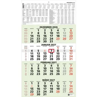 Neumann 4-Monatskalender Grün 2027 Wandkalender