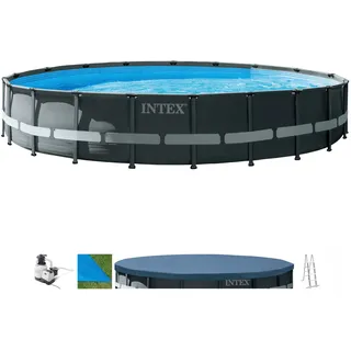 Framepool INTEX "Ultra XTR Frame" Schwimmbecken Gr. Ø/B/H/L: 610 cm x Breite Höhe 122 cm x Länge, 30079 l, grau (grau, blau) Frame-Pools ØxH: 610x122 cm
