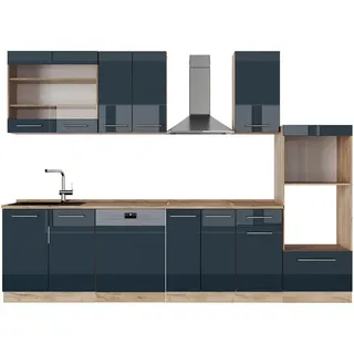 Vicco Küchenzeile Fame-Line 300 cm Dunkelblau Hochglanz