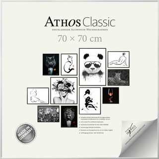 Bilderrahmen Athos Classic+, Silber, Metall, Kunststoff, Papier, quadratisch, 71x71x1.8 cm, Bilderrahmen, Bilderrahmen
