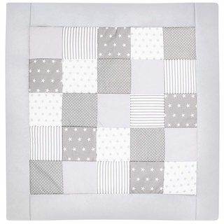 Krabbeldecke »(Made in EU) Patchworkdecke, Patchwork: Spieldecke, Laufgittereinlage, Decke, Kuscheldecke, Spielmatte, Matte, Krabbelmatte, als Geschenk für Baby, Kinder, Erstausstattung M032«, Amilian grau 145 cm x 145 cm