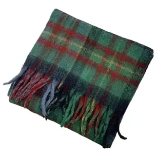 QDMHA Schottenschal Damen 220x50 cm, grüner Karierter Lammwollschal mit Fransen, Winterschal, Tuch für kalte Tage, Schottenkaro-Decke, gemütlicher Wollschal (Grün, 220 * 50CM)