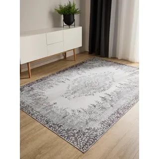 benuta George Kurzflorteppich 120 x 170 cm Schwarz/Grau