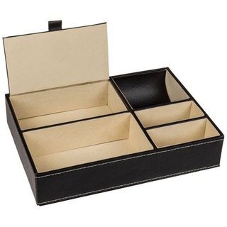 OOTB Stapelbox Utensilien-Organizer aus Kunstleder Schmuckschatulle ca. 25 x 18 cm, 5 Fächer schwarz