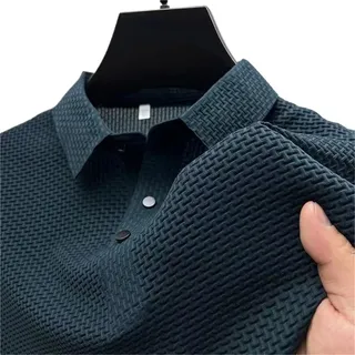 LYXYGMV Herren Business Casual Kurzarm-Polo-Shirt mit Knochenblume, einfarbig, atmungsaktiv, bequem, vielseitiges Sommeroberteil Für Männer, Sommer(Blue,M)