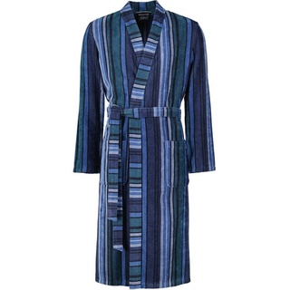 Cawö Herrenbademantel Struktur 2509 Kimono Velours, Kimono, 100% Baumwolle, extraleicht blau