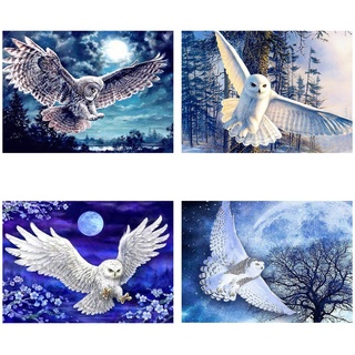 SHEGZHUC Diamond Painting Eulen 4er Set 40x30 cm Malen nach Zahlen Erwachsene Schneeeule Diamond Painting Eule Leuchtend Diamond Painting Eulen Schnee Diamond Painting Schneeeule Kreuzstich Set Kinder