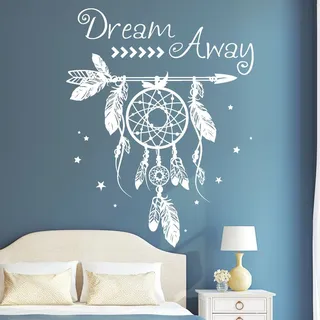 Wandtattoo Loft „Traumfänger Dream Away“ / Traumfänger mit Schriftzug/Wandtattoo / 30 Farben / 3 Größen