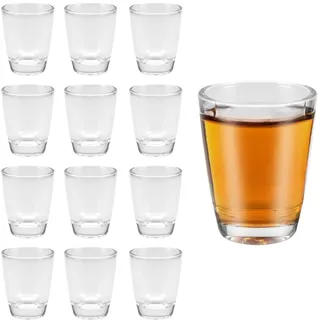 LPAMABA 12er Set 32ml/3cl Schnapsgläser Glas Shotgläser Kleine Likörgläser Transparent Shot Gläser Spülmaschinenfest Dicke Basis Schnapsgläser für Party Festival Tequila Ouzo Vodka