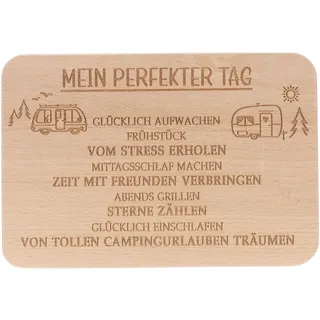 Spruchreif · Frühstücksbrettchen Campen · Brotzeitbrett mit Gravur · Geschenke für Camper · Geschenk Camping