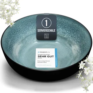 Steingut Servierschüssel Ibiza TESTSIEGER, Traumhafte Mediterrane Salatschüssel, Servierschale - Bowl Schüssel Groß, Salatschale - Pure Living in Petrol