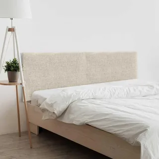 DHOME Plain Natural Linen Headboard gepolstertes Bett Kopfteil Modernes Schlafzimmer TOP Trending (Beige, 180cm Dual (Betten 180/190))