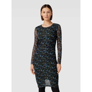 Knielanges Kleid mit Allover-Muster Modell 'Eniza', Blau, M