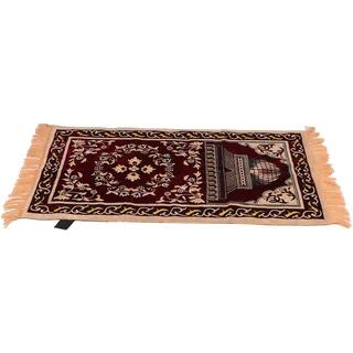 Muslimischer Gebetsteppich Aus Polypropylenfasern, Tragbar, Mit Exquisitem Blumenmuster, Gebetsteppich Im Ethnischen Stil (110 X 70 Cm / 43,3 X 27,6 Zoll), Rot.