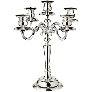 EDZARD Kerzenleuchter Regina (H 37 cm) in Silber 5-flammig - Kerzenhalter, Kerzenständer für den Adventskranz - Kerzen, Stabkerzen Ständer - Silber Deko, Kerzen Deko, Tischdeko Wohnzimmer