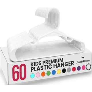 Utopia Home Packung mit 60 Kinderkleiderbügeln - 11,5“ Baby- und Kinderkleiderbügel aus Kunststoff für den Kleiderschrank, ideal für den täglichen Gebrauch, weiß