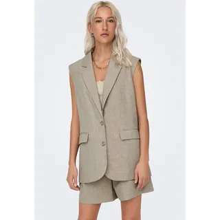 Anzugweste ONLY "ONLLINDA S/L MEL OVERSIZE WAISTCOAT TLR", Damen, Gr. 42, beige (fungi detail:melange), Web, Obermaterial: 97% Polyester, 3% Elasthan, meliert, hüftbedeckend, V-Ausschnitt, Westen Anzugweste, Materialmix