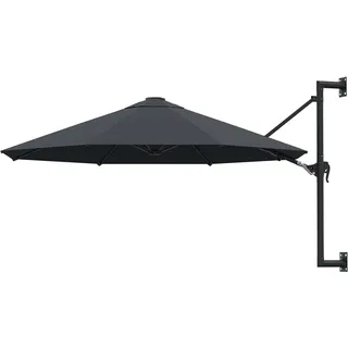 YITHOPI Wand-Sonnenschirm | 300 cm Wandmontage | Ampelschirm mit Metallmast | Gartenschirm Terrassenschirm Balkonschirm 8 Rippen Kurbelsystem 300 cm Anthrazit
