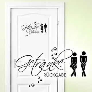 Grandora WC Aufkleber Getränke Rückgabe Mann Frau I hellgrau (BxH) 20 x 11 cm I Badezimmer Toilette Wandsticker Wandaufkleber Sticker Wandtattoo W5443