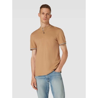 Slim Fit Poloshirt mit Stehkragen Modell 'Polloni', Beige, XL