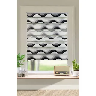 MY HOME Doppelrollo Welle 40 x 130 cm grau