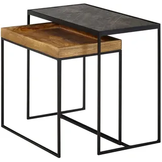 KADIMA DESIGN Industrieller Beistelltisch Braun Mangoholz 60 x 50 x 30 cm