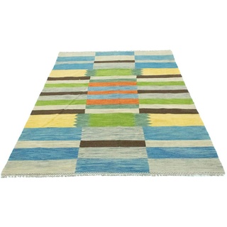 Wollteppich »Kelim Afghan Teppich handgewebt mehrfarbig«, morgenland, rechteckig, Höhe: 5 mm, Kurzflor bunt